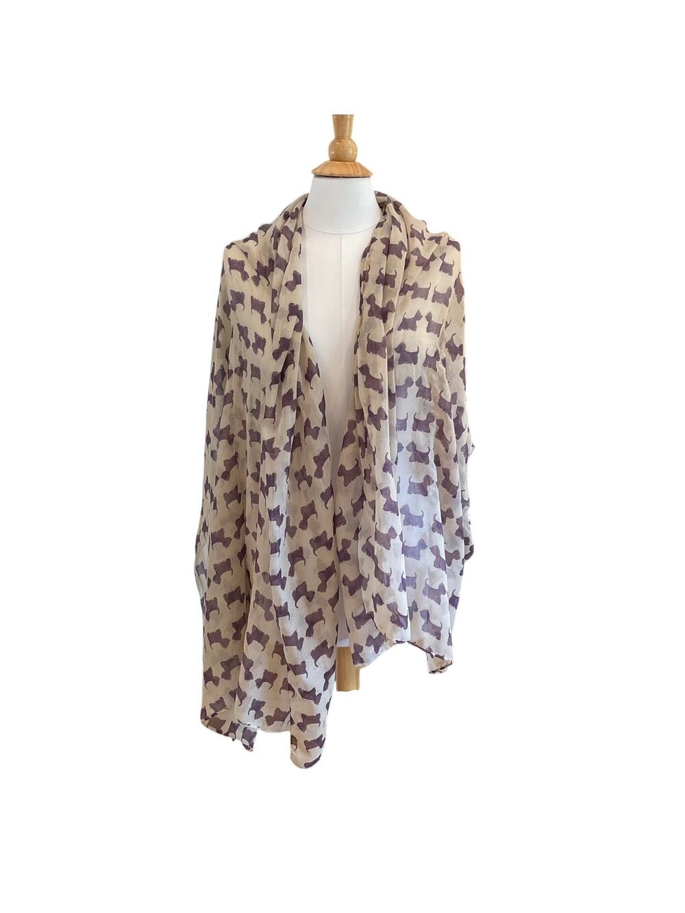 Scottie Dog / Scottish Terrier Novelty Print Large Wrap / Shawl 33 x 74